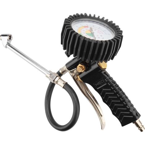 PISTOLA GONFIAGGIO MANOMETRO 63mm 10BAR CON TESTINA PER RUOTE GEMELLATE 14-716 NEO TOOLS (1/5)