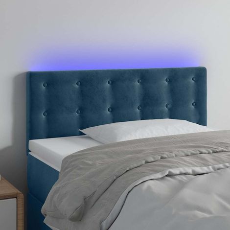Tête de lit LED réglable en velours bleu foncé 90 x 5 x 78/88 cm - PANGIVO (1/5)