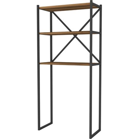Étagère de salle de bain à 2 compartiments de rangement 160 x 66 x 34 cm effet noyer (1/2)