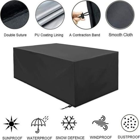 Housse Etanche de Table Meuble Billard Jardin Couverture Oxford Avec Cordon de Serrage Antipoussière 22511682cm (1/4)