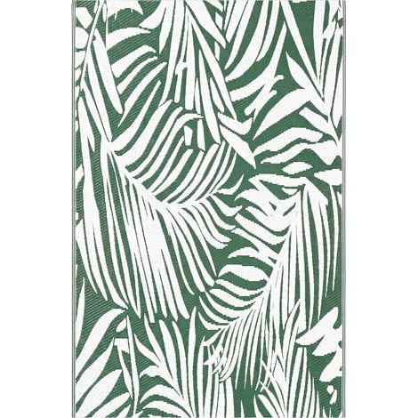 Mobliva Tapis d'extérieur réversible et résistant aux intempéries, motif feuilles, 152 x 243 cm, vert foncé (1/5)