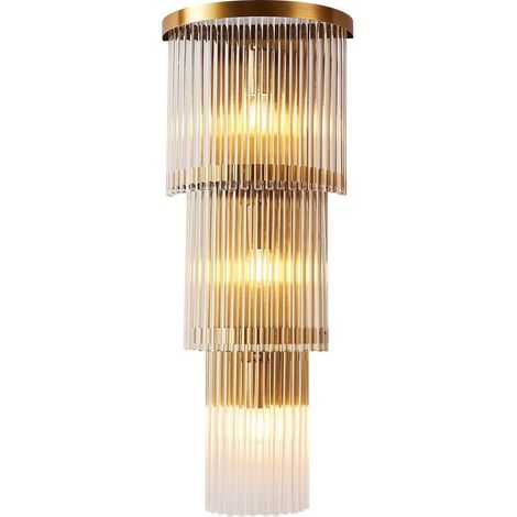 Lampada da parete Cascada in cristallo dorato, altezza 58 cm, 3xE14 (1/5)