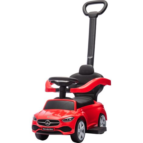 Porteur enfants Mercedes-Benz sous licence, porteur voiture à pousser avec poignée amovible, 91 x 40 x 83 cm, rouge (1/5)