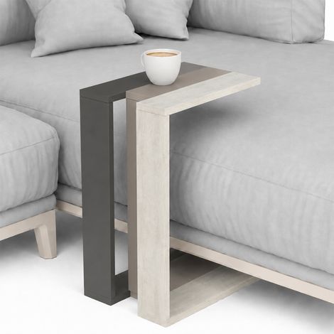 Tavolino Ausiliario Tavolo Mobile Design Moderno Antracite Bianco Antico Tortora (1/5)