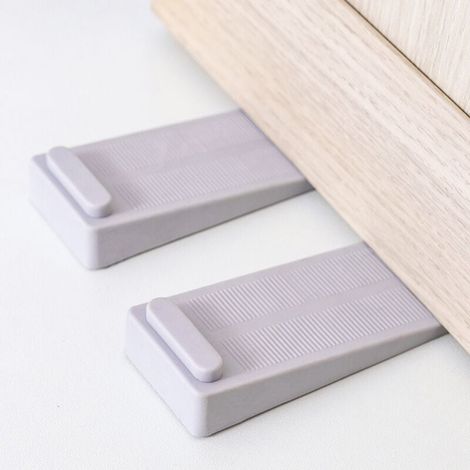 Topes de puerta de goma antideslizantes, juego de 6, altura ajustable, color gris (1/2)