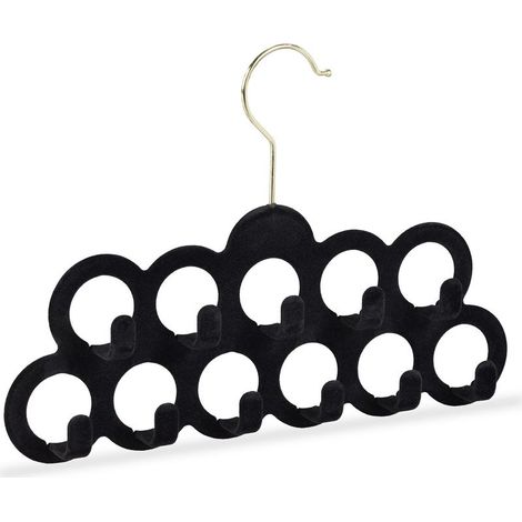 Cintre porte foulards velours 11 trous, crochet rotatif 360° antidérapant pour écharpes, cravates, ceintures (1/5)