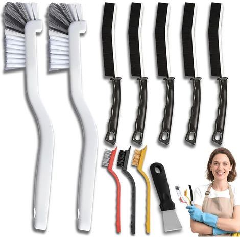 Kit de Brosses de Nettoyage pour Angles, Brosse à Joints Poils Durs, Brosses de Nettoyage pour Carrelage, Fenêtres, Véhicule, Toilettes (1/5)