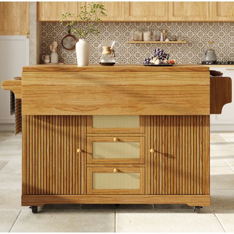 Mueble de cocina plegable con ruedas, 95 cm, marrón oscuro DESVIAE (1/5)