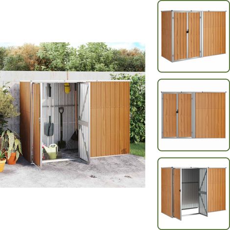 Stoccaggio attrezzi - vidaXL Capanno per Attrezzi Marrone 225x89x161 cm in Acciaio Zincato - Capanno in acciaio zincato