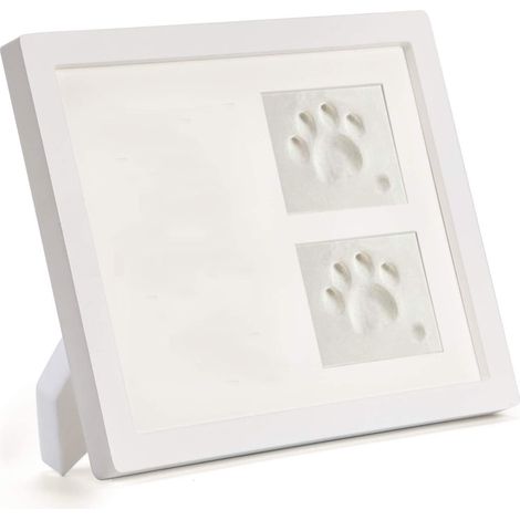 1 Kit Empreinte Patte Chien Chat, Cadre Photo Bois 3D Plâtre, Boîte Souvenir Décoration Murale Table (1/5)