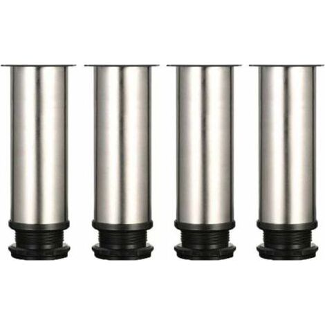 Pieds de meuble réglables 150 mm – Acier inoxydable brossé – Hauteur ajustable 0-15 mm – Vis en acier inoxydable incluses (1/4)