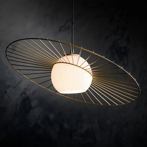 Suspension Sol noir or globe verre blanc E27 Sigma (1/2)