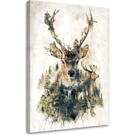 Quadro su tela, Cervo Astratto Animali Natura - 40x60 (1/5)