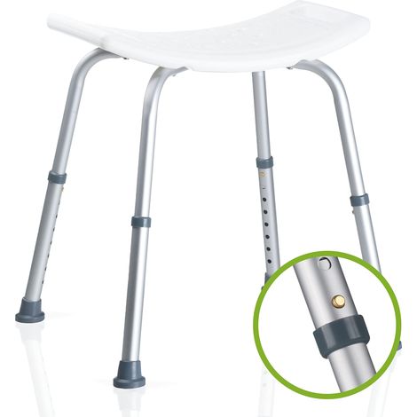 Tabouret de Douche - Chaise de Douche Réglable - Tabouret Plastique Antidérapant Salle de Bain - Support Jusqu'à 150kg - 51x43x57cm (1/5)