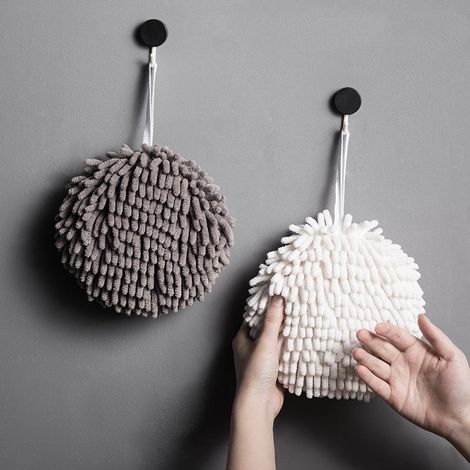 Lot de 2 serviettes en chenille pour sécher les balles de handball. Absorbantes. (1/5)