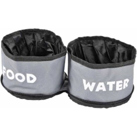 Lot de 2 Gamelles Chien & Chat "Voyage" 14cm Gris (1/3)