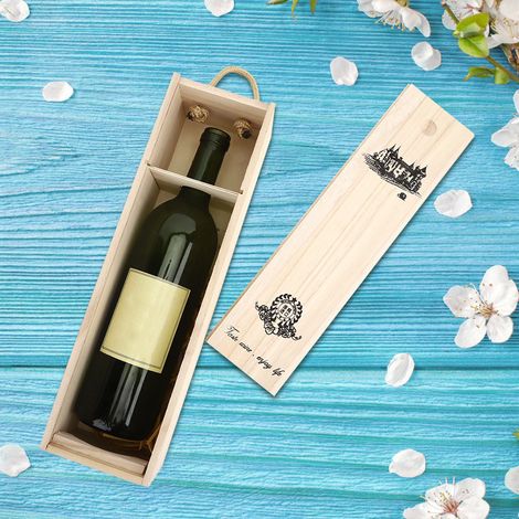 Coffret à vin rouge rétro, portable, délicat, en bois, pour ranger une bouteille ou un cadeau. Décoration (1/5)