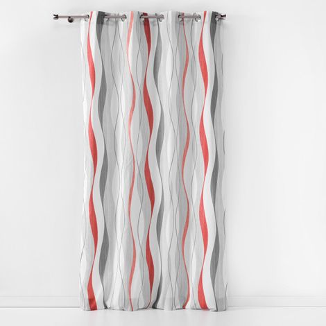 Homemaison – Rideau à œillets 140 x 260 cm – Polyester imprimé Ondulys Rouge – Tombé fluide et entretien facile – Pour intérieur moderne (1/3)
