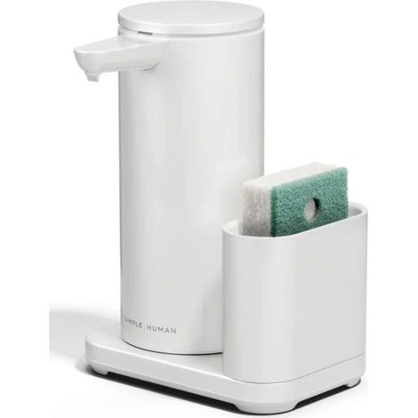 Simplehuman - Dispenser di detersivo da pavimento, senza contatto, con porta spugna, bianco ST1081 (1/3)