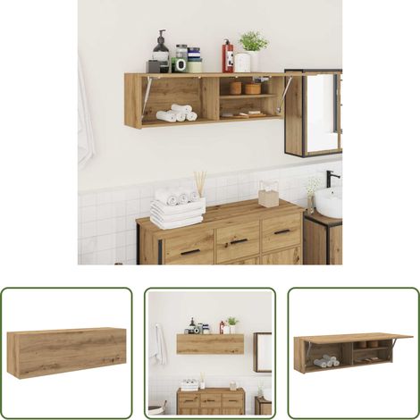 vidaXL Rangement salle de bain - Armoire murale de bain chêne artisanal bois d'ingénierie (1/5)