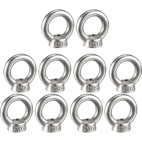 Écrous à œil Xqday M6, écrous à œil en acier inoxydable 304, lot de 10, anneau métrique (1/5)