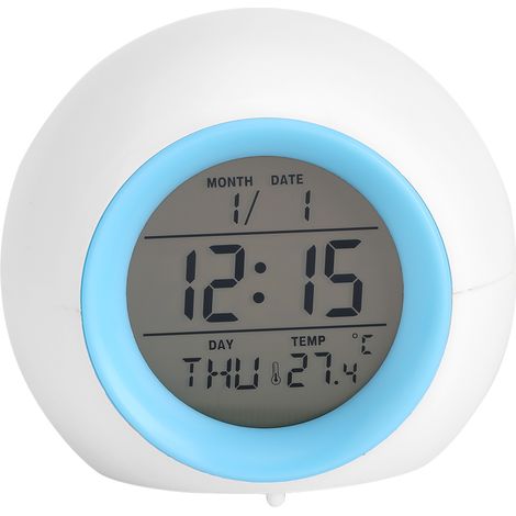 LED-Lichtwecker mit 7 wechselnden Farben, Digitaluhr mit Display, Radiowecker mit klarem Zifferblatt und digitaler Anzeige für den Nachttisch (1/5)