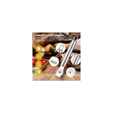 Zitronenschäler, professioneller Zitronenschäler mit Zimtmesser, Zitronenschneider aus Edelstahl für Cocktails, Zitronen, Küchenutensil (Edelstahlgriff - Crezuo)