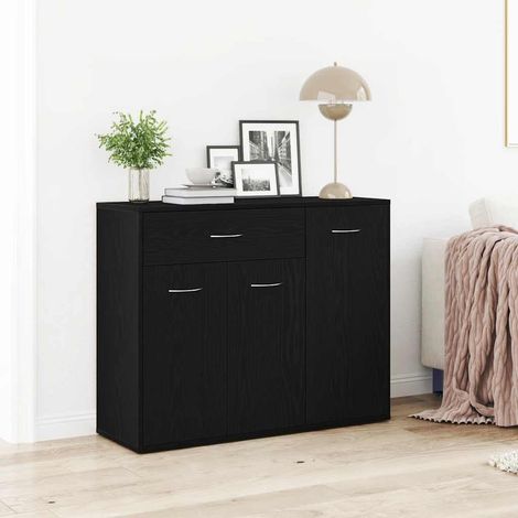 Credenza Rovere Nero 88x30x70 cm in Legno Multistrato vidaXL