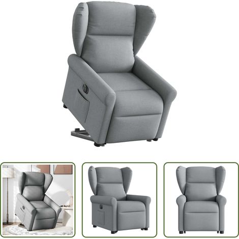 vidaXL Sillón eléctrico reclinable elevable de tela gris claro (1/5)