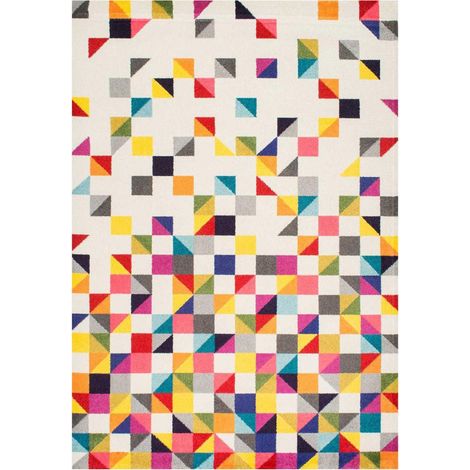 Tapis salon et chambre 120x170 multicolore rectangle tissé motif géométrique LYN6 BOUTIK (1/5)