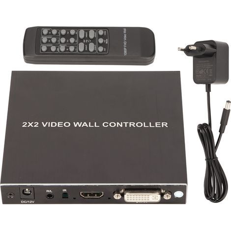Contrôleur Vidéo Mur TV DVI Rotatif 180° avec Interface Multimédia HD, Processeur d'Affichage par Splicing et Télécommande, Alimentation 100‑240V Prise UE (1/5)