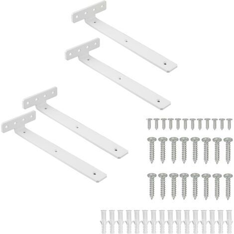 Set mit 4 Wandregalträgern, 25 x 10 cm, robustes Metall, unsichtbare Befestigung, stabile Konstruktion, für den Innenbereich (1/5)