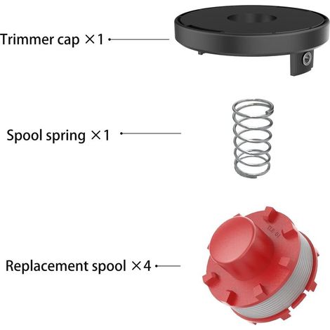 Ersatzspule für Trimmerfaden, kompatibel mit Zubehör für Einhell GE-CT 36/30Li E Freischneider, ersetzt Einhell Ersatzspulen 3405096. (4 Ersatzspulen + 1 Abdeckung) (1/5)