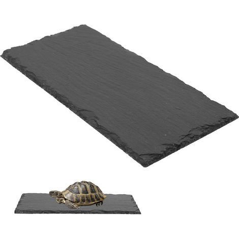 Plateau de distribution de nourriture pour reptiles, bac à nourriture en pierre, plateau de distribution de nourriture pour tortues-25.00X12.00X0.30CM-Grey (1/4)