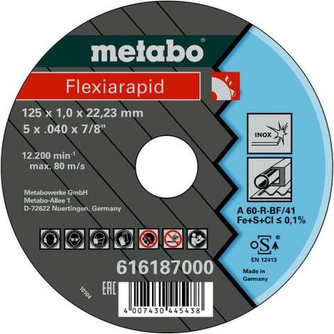 Discos de corte Flexiarapid 125x1,0x22,2 acero inoxidable Metabo (1/2)