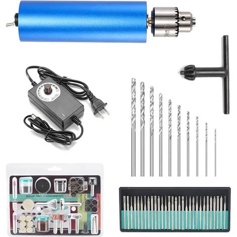 Mini outil perceuse électrique portable aluminium avec kit 10 forets, mandrin de précision 0,3–4 mm, idéal bricolage, modélisme et petits travaux de perçage (1/5)