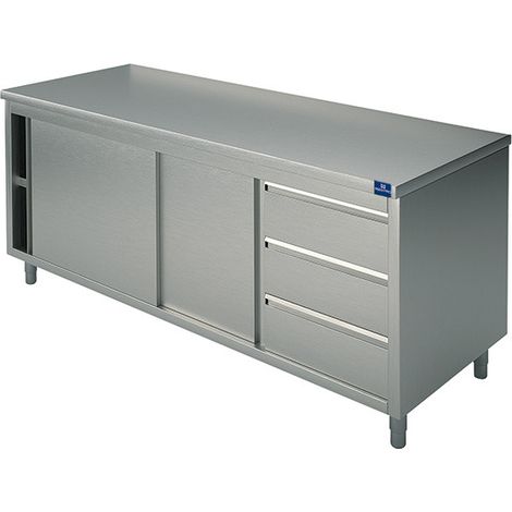 Meuble Bas Inox Neutre avec Tiroirs - Gamme 700 - Virtus (1/3)