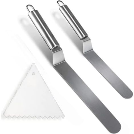Spatule Pâtisserie Inox - Lot de 2 - Acier Inoxydable - Glaçage et Lissage - Gâteaux et Crêpes - 33cm et 28cm (1/5)