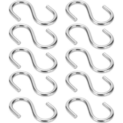 10 Stück S-Haken, tragbarer Hänge-Organizer aus Edelstahl 304 für Schlüssel, Handtücher, M4 (1/5)