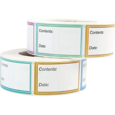 2 rollos, 1000 unidades, etiquetas autoadhesivas para congelación de alimentos, 25x40 mm, etiquetas universales removibles (1/5)