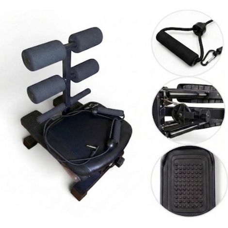 STEPPER, CHAISE D'ENTRAÎNEMENT MULTIFONCTIONNELLE, APPAREILS POUR REDRESSEMENTS ABDOMINAUX, BANDES DE RÉSISTANCE, RÉGLABLE, PLIABLE, FLEXARA (1/5)