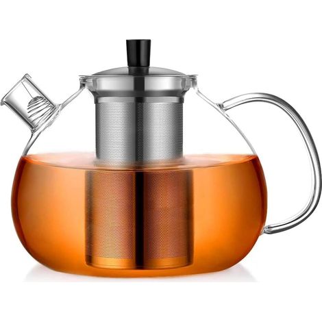 Théière en verre 2000 ml avec passoire en acier inoxydable (1/5)