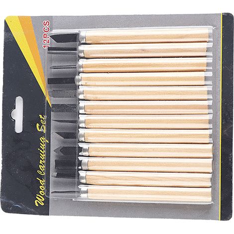 Ensemble de couteaux à sculpter le bois en gros, outils de sculpture sur bois, acier au manganèse 65, manche en bois de pin, couteau à sculpter, couteau d'artisanat, ensemble de 12 pièces disponible. (1/4)