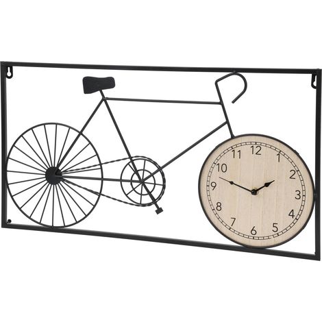 Décoration murale en métal vélo rétro et horloge, 60 x 32 x 5 cm