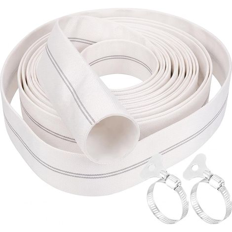 Woven Hose Diameter 32 mm 10 m Flat Hose with 2 Stainless Steel Hose Clamps Canvas PE Hose Kit for Garden Agriculture Industry Connecting (1/5)