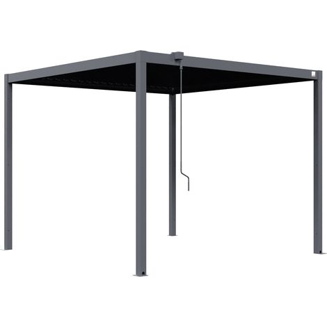 PRIMEYARD Pergola 3x3 m Pfosten und Lamellendach aus Stahl - anthrazitfarbene Terrassenüberdachung