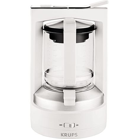 Krups KM468210 - Cafetera de goteo, 850 W, 1 L, acero inoxidable/vidrio, blanco
