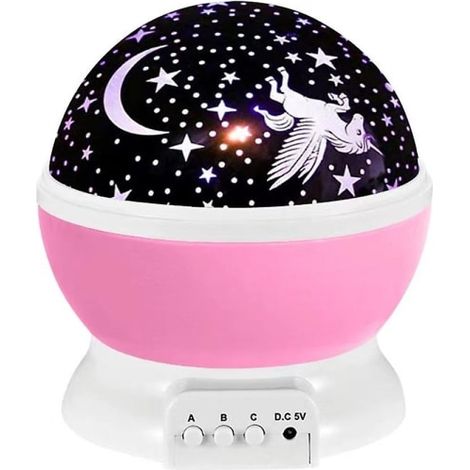 Veilleuse à projection avec licorne rotative LED, projecteur de ciel étoilé coloré et imaginaire, lampe romantique (1/5)