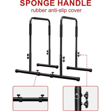 Station de dip réglable robuste avec supports stables,adaptée à la musculation et entraînement du haut du corps à domicile. (1/5)