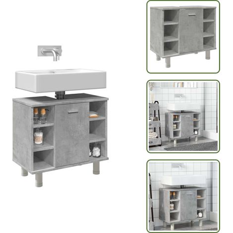 Badezimmerschrank Betongrau 60x32x53,5 cm Holzwerkstoff - Badezimmerschrank - Badezimmerschränke - Unterschrank - Bad Unterschrank